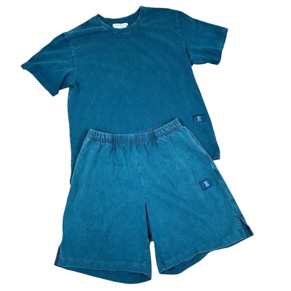 Savage X Fenty Essential Heavy Jersey Tee & Shorts Set Sz S Lounge Athletic - Picture 2 of 10